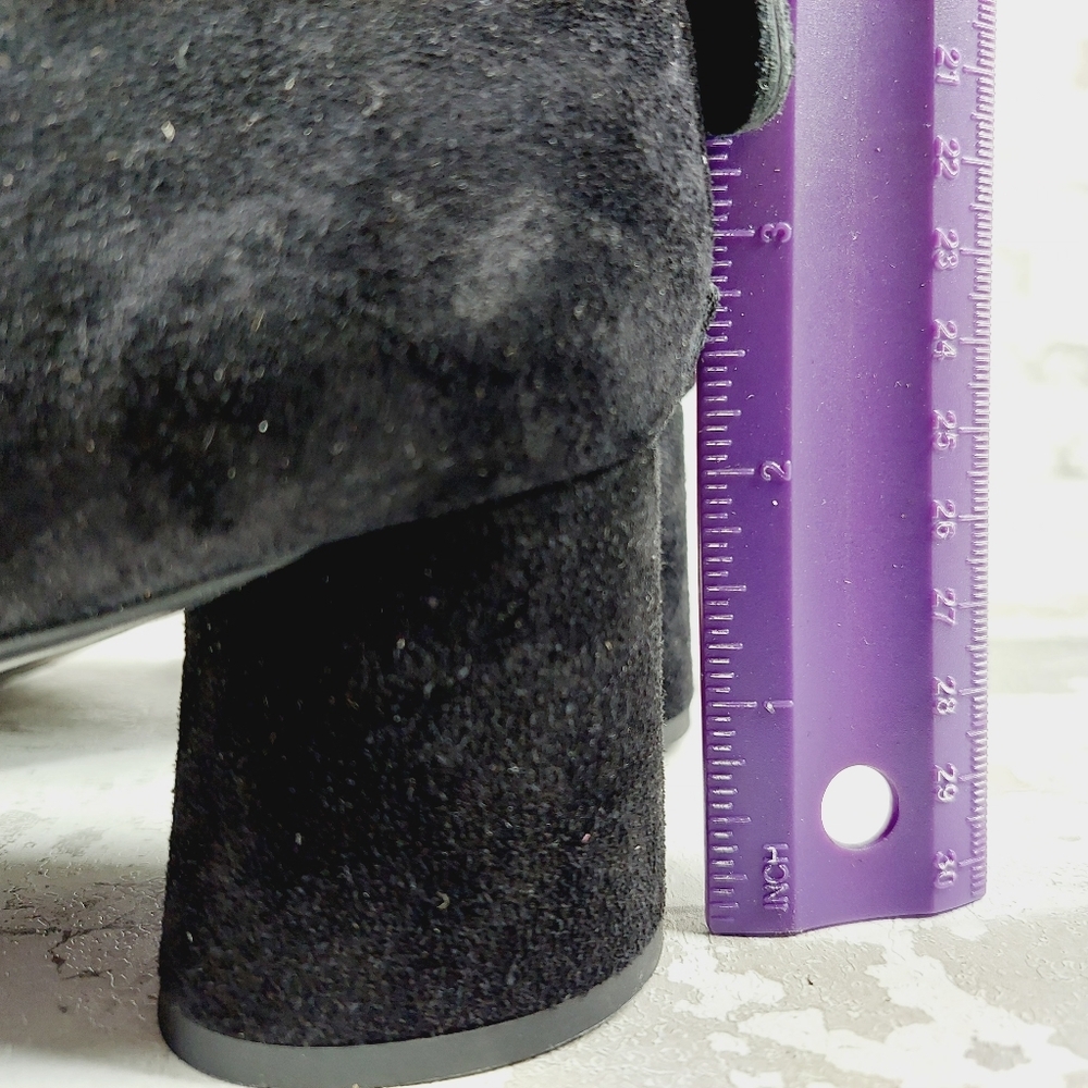 AGL Black Suede Leather Almond Toe Back Zip Block Heel Ankle Boots O425 - Picture 11 of 13